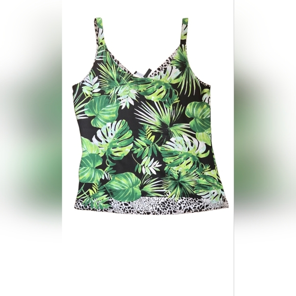 White House Black Market Tropical Jungle Hot Spots Print Reversible Cami - Picture 2 of 6